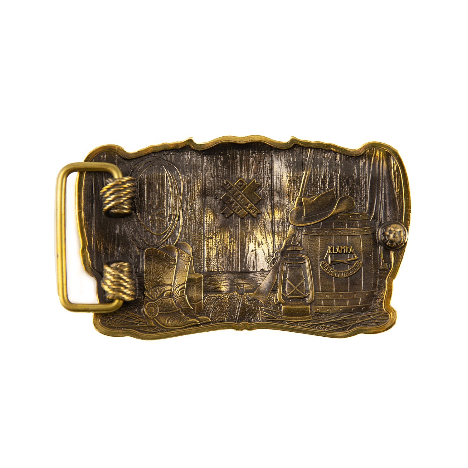 Cowboys Trophy brass buckle, Buffalo Skull, Texas Longhorn Cattle Skull, Ranch