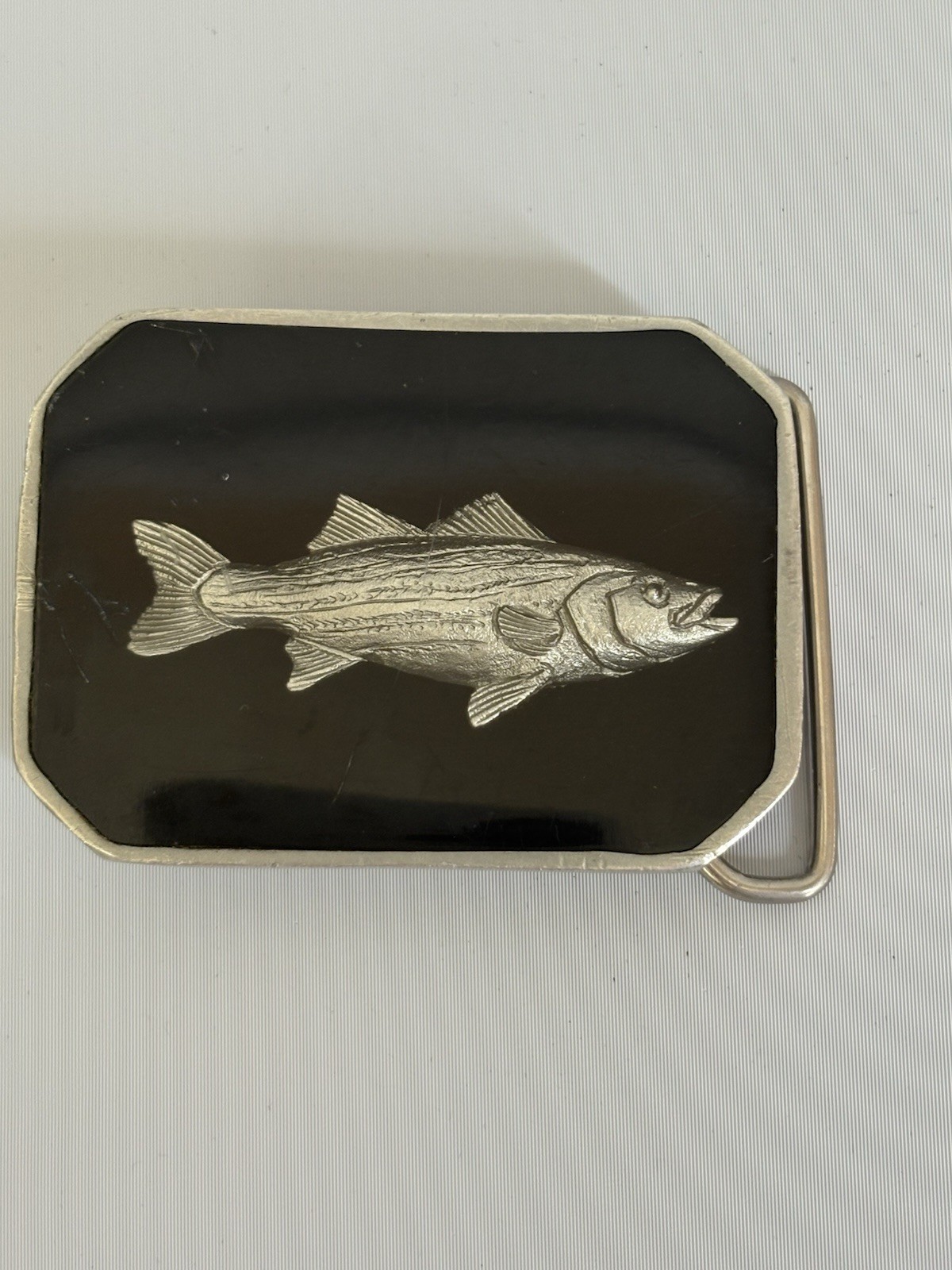 Bill Callahan Belt Buckle Wildlife In Pewter Vintage Silver Tone Fish Signed