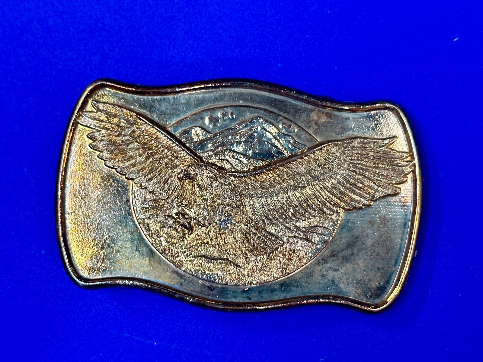 Patriotic Majestic American Eagle Flying Over Usa Mountains Vintage Belt Buckle