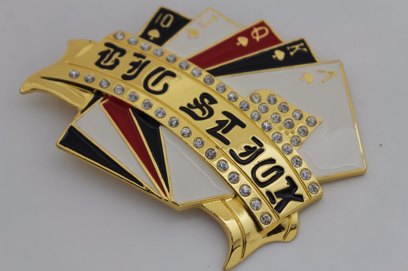 Men Women Bling Big Gold Metal Belt Buckle Royal Flush Cards Las Vegas Casino