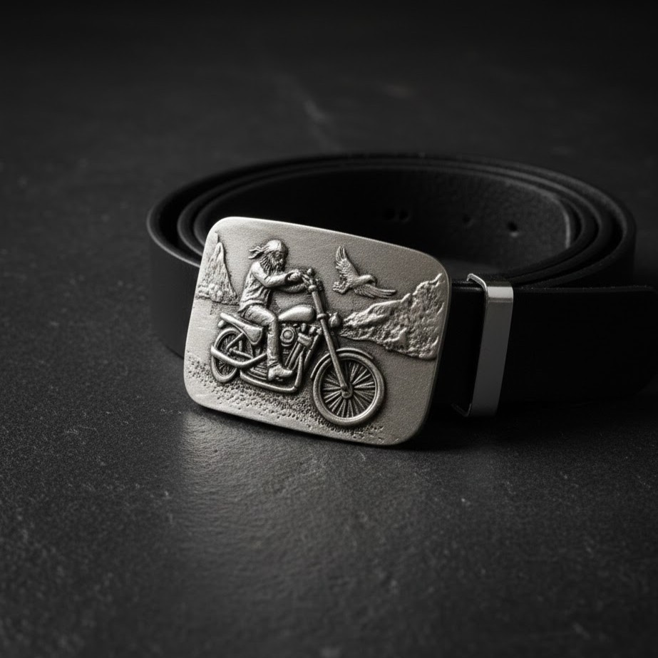 Biker Motorcycle Belt Buckle Metal Vintage Style Western Outdoor