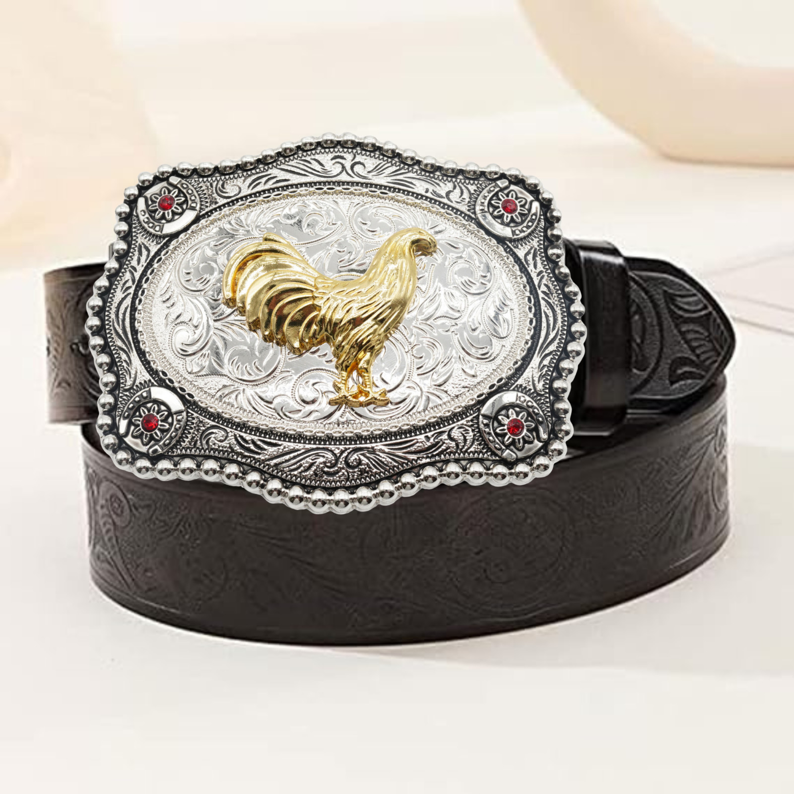 Texas State Cowboy Rodeo Scorpion Saint Jude Rooster Western Rodeo Belt Buckle