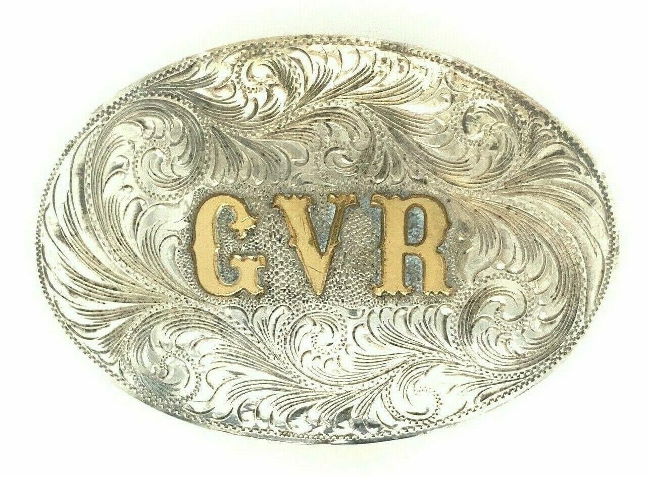 Sterling Silver The Westerner Reno Nevada Belt Buckle GVR Gold Overlay