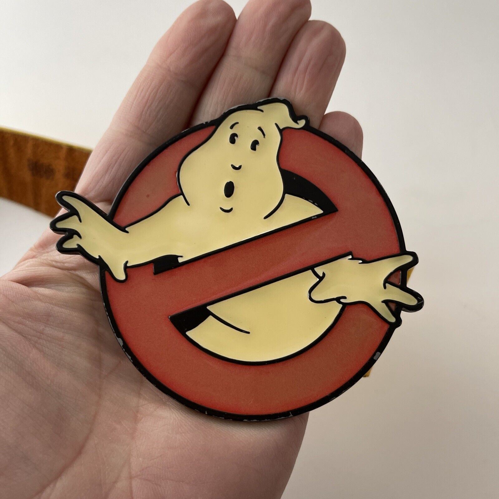 Ghostbusters Logo Belt Buckle Glows In The Dark w/ 3-Row Metal Studded Belt