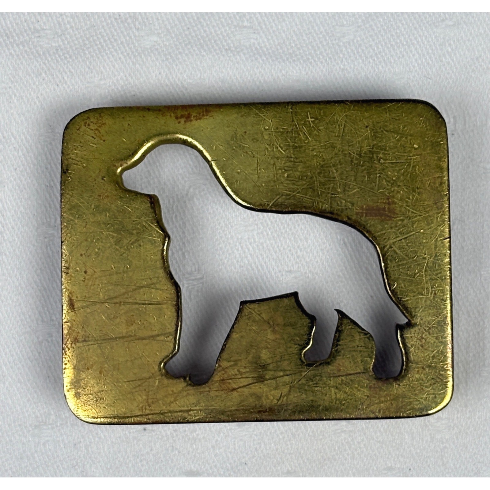 Vintage Labrador Retriever Dog Silhouette Brass Belt Buckle Gold Tone Cutout