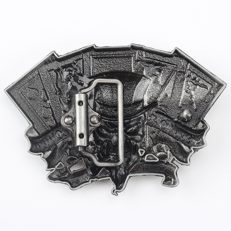 Skull and Poker Belt Buckle Western Cowboy Motorcyclist (PKR-04)
