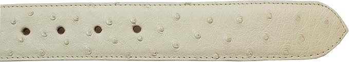 Genuine Exotic Full Quill Ostrich Skin Western Belt with Removable Buckle -White