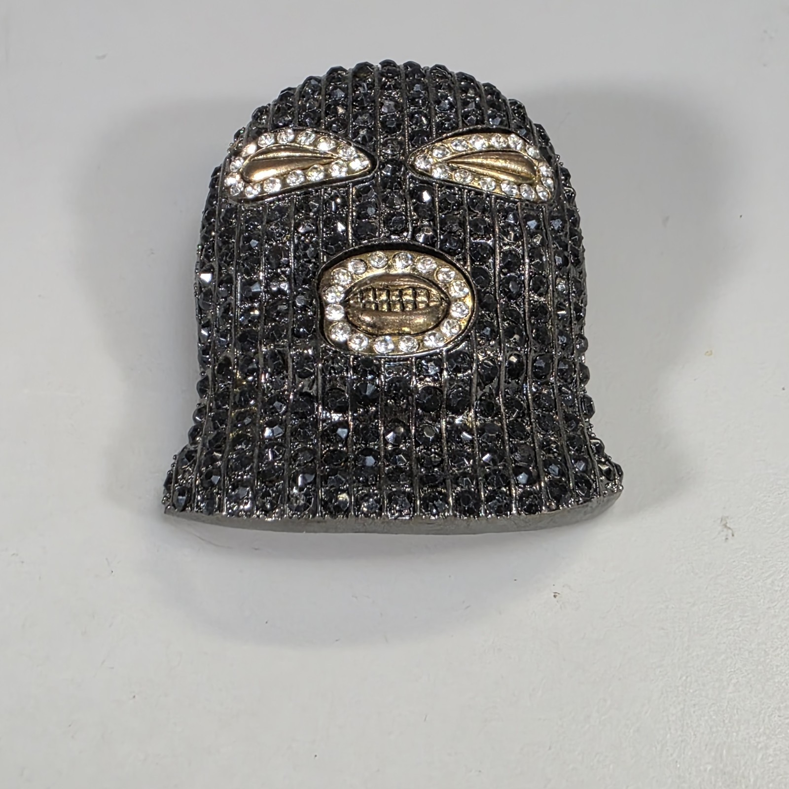 Men&rsquo;s Hip Hop Gun Metal Black Goon Mask Belt Buckle Rhinestones
