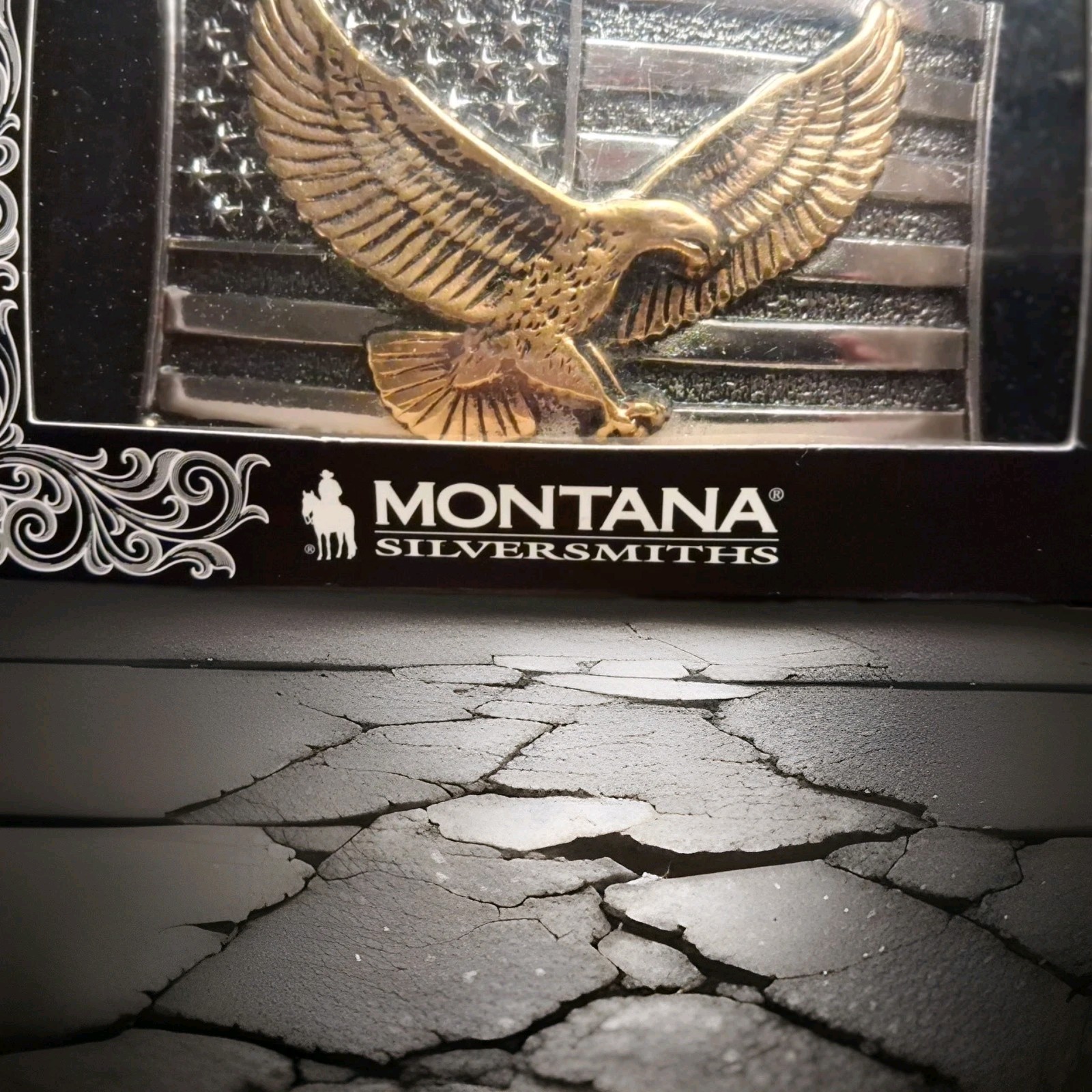 New! Montana Silversmiths &lsquo;SOARING LIBERTY&rsquo; ATTITUDE BELT BUCKLE w/ Flag & Eagle