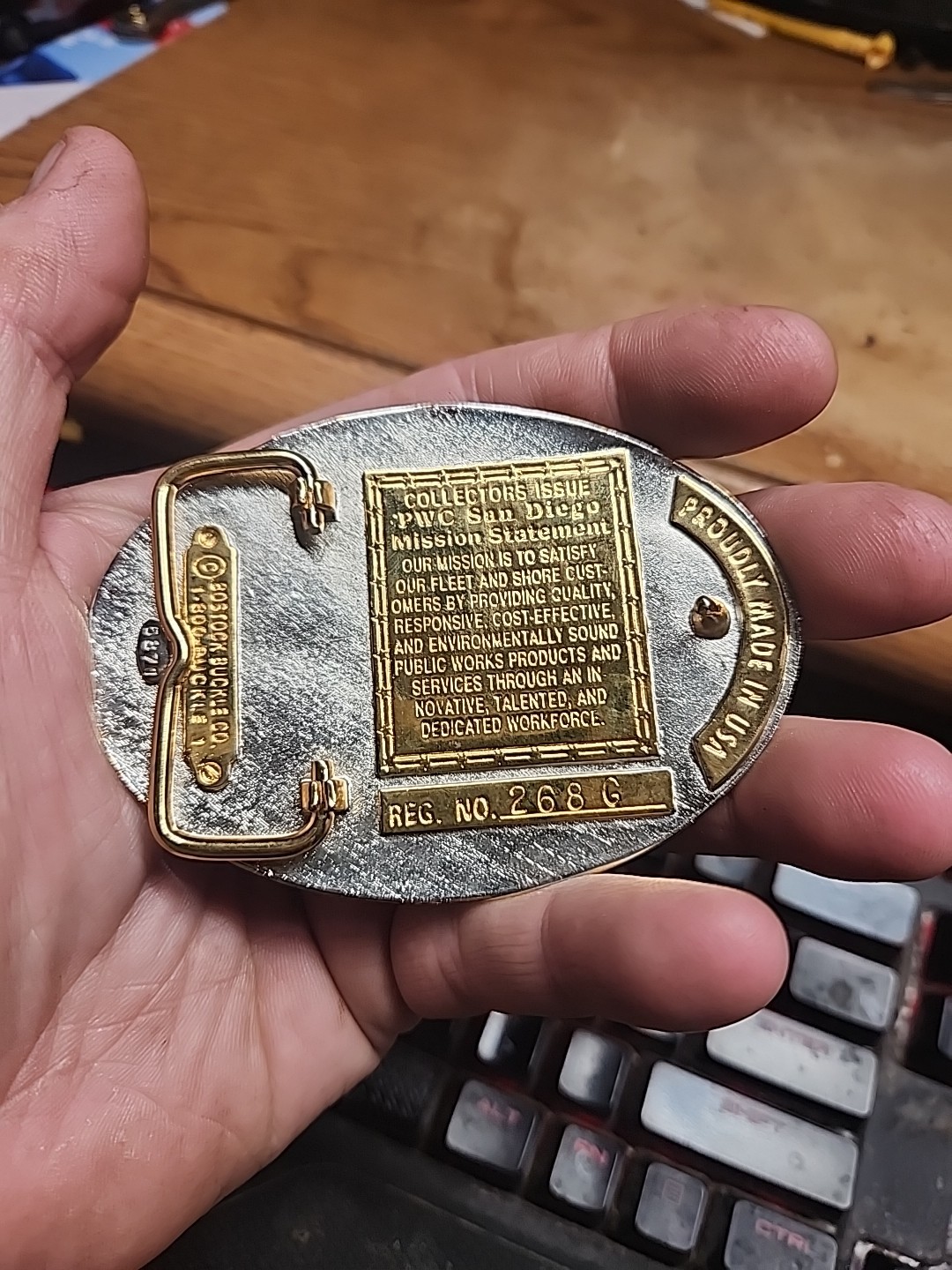 U.S. Navy Public Works Center Belt Buckle Brass Collector&rsquo;s Issue Numbered Nice