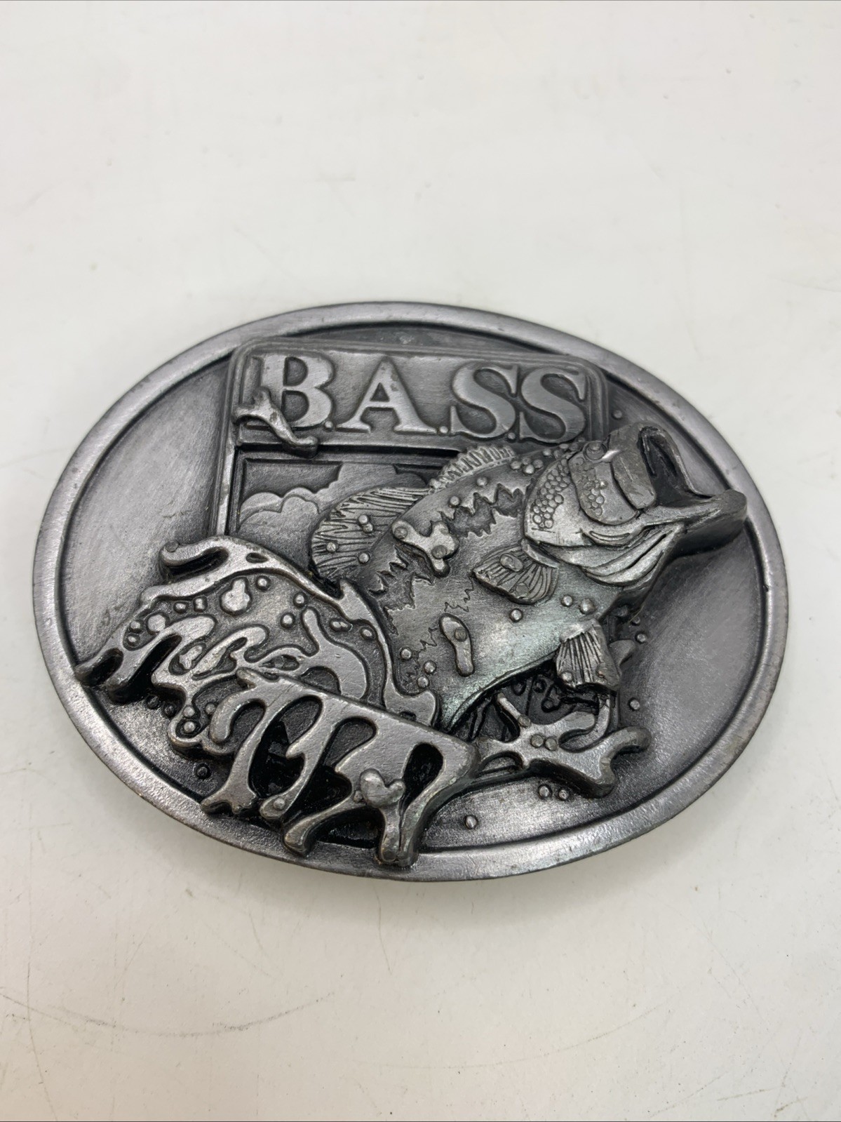 Bass Anglers Sportsman 1990s Society Belt Buckle Made in U.S.A. New No Box Rare