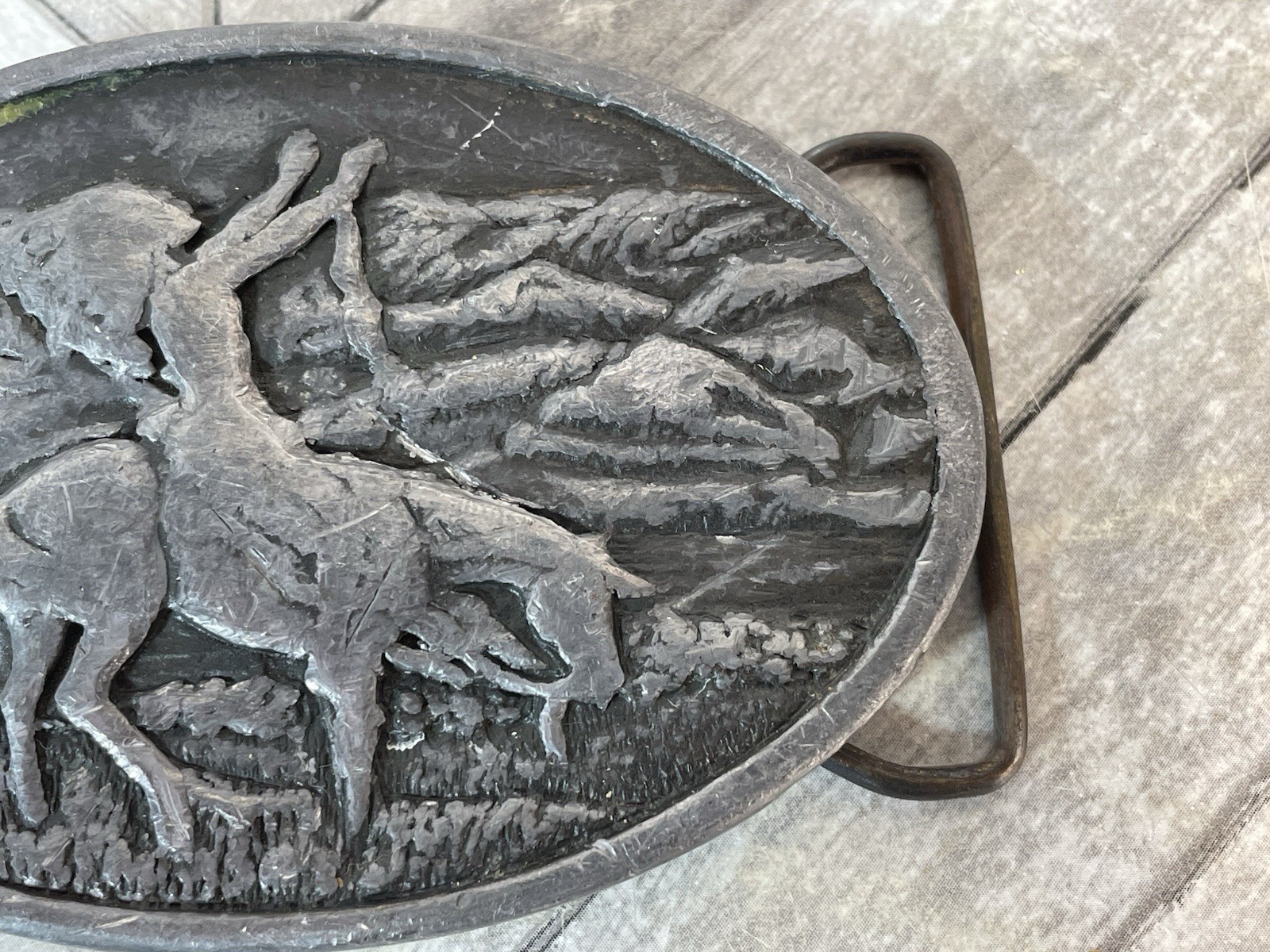 Bergamot Brass Works 1977 Belt Buckle American Indian On Horse