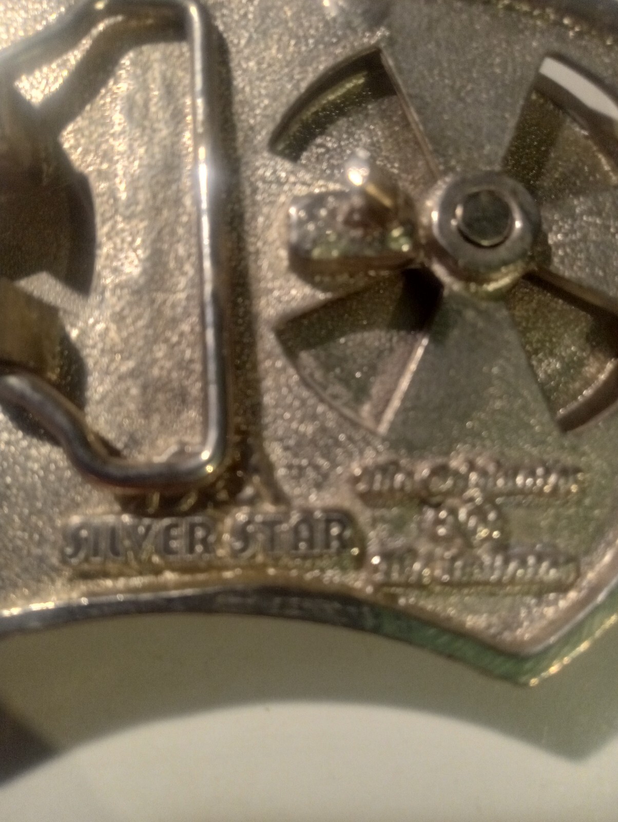 DJ Turn Tables Spinning Belt Buckle Silver Star Originator Vintage Made in USA