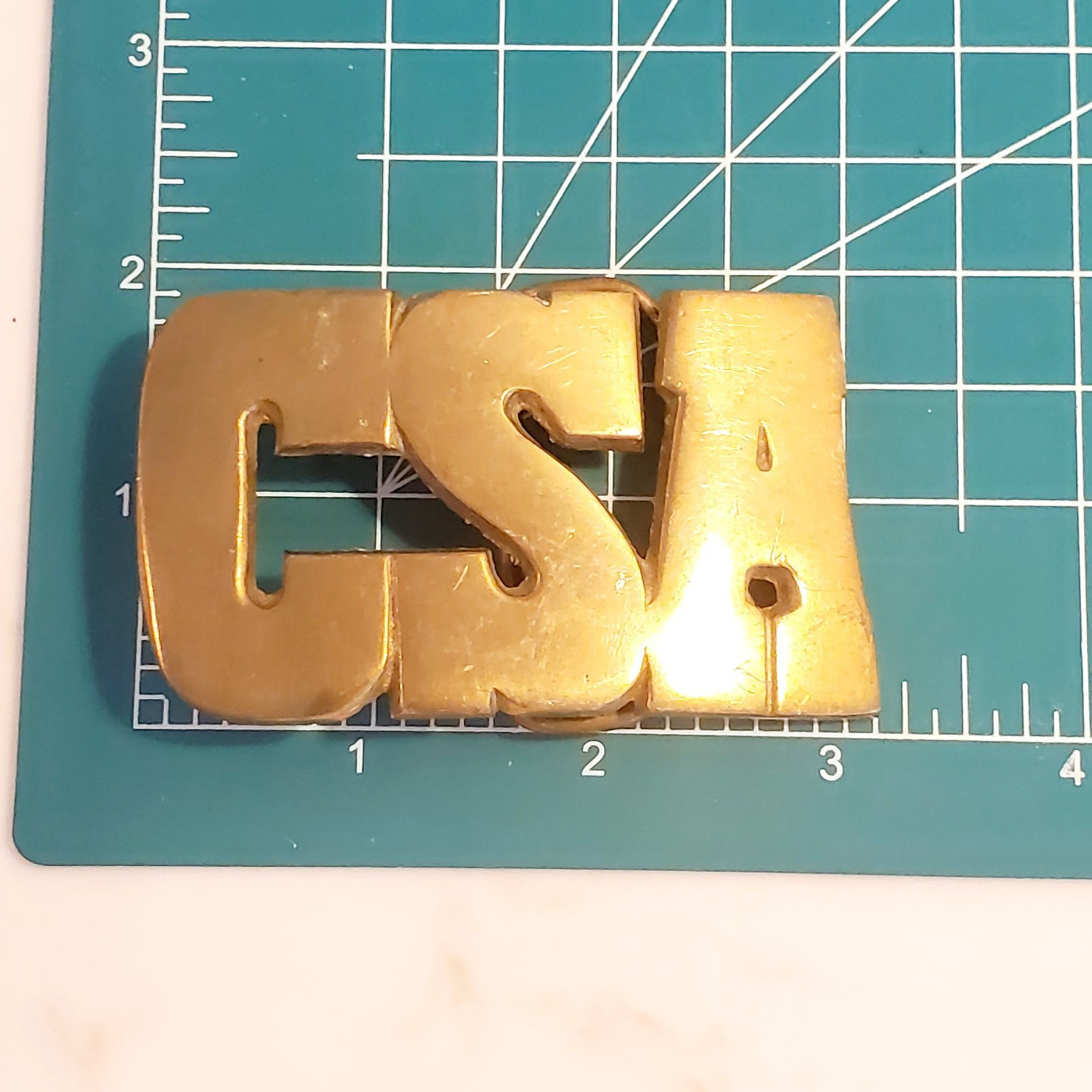 Vtg R.O.C. Solid Brass CSA Cut Out Letters Confederate Belt Buckle 865 Taiwan