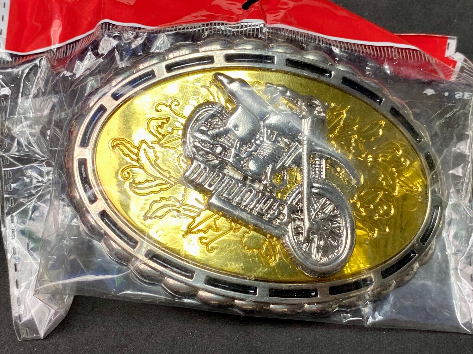 Motorcycle On Western Mixed Colors Belt Buckle In Packaging