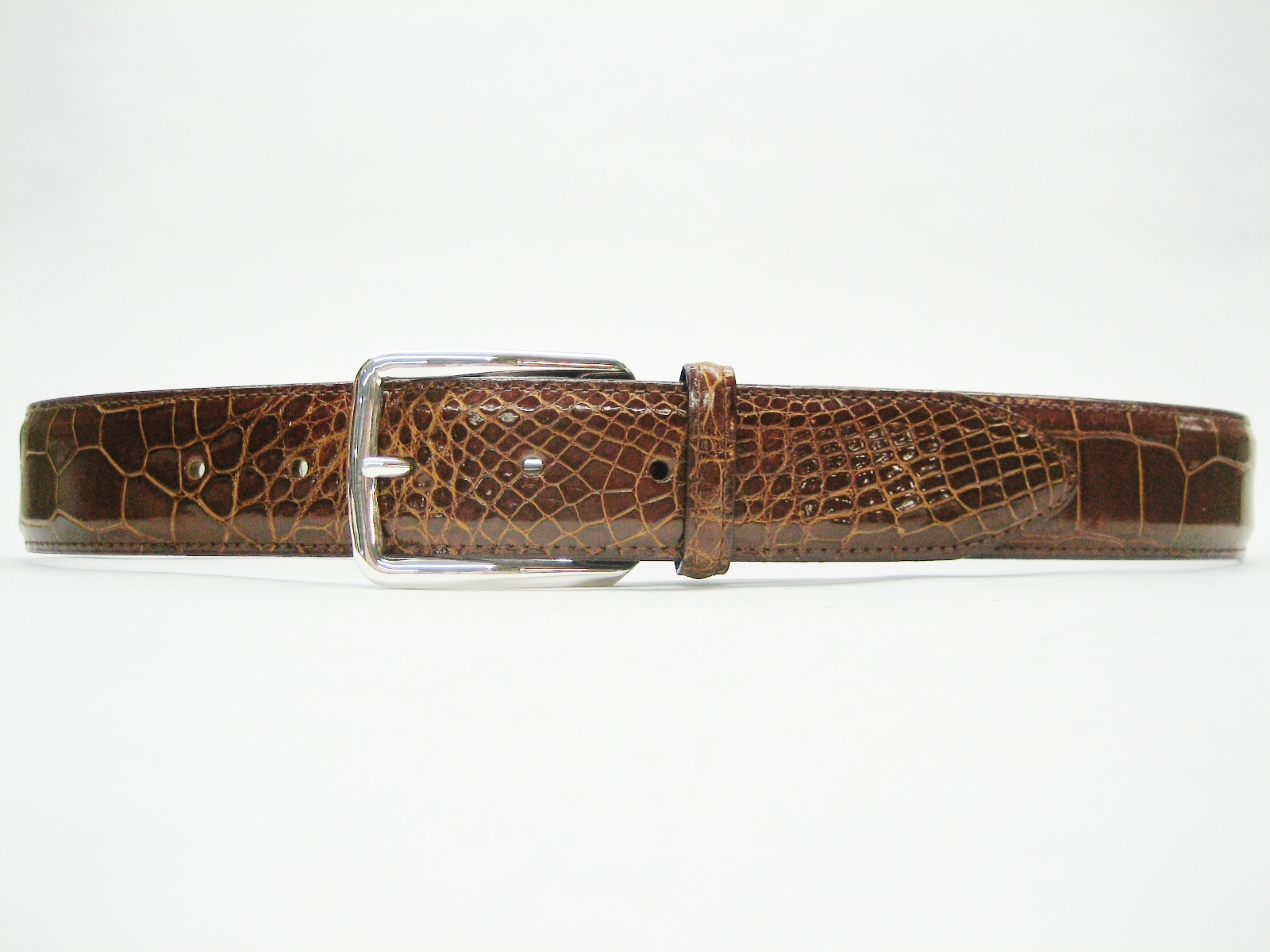 Sterling 925 buckle 1.5&Prime; Genuine Alligator belt sizes 32 to 44 SHANTPETER U.S.A.