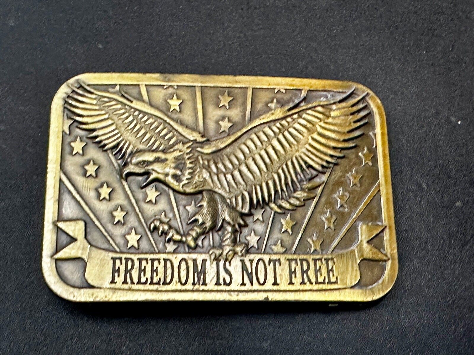 Freedom is Not Free Flying Eagle Stars Stripes Patriot 2014 Sponsor Belt Buckle