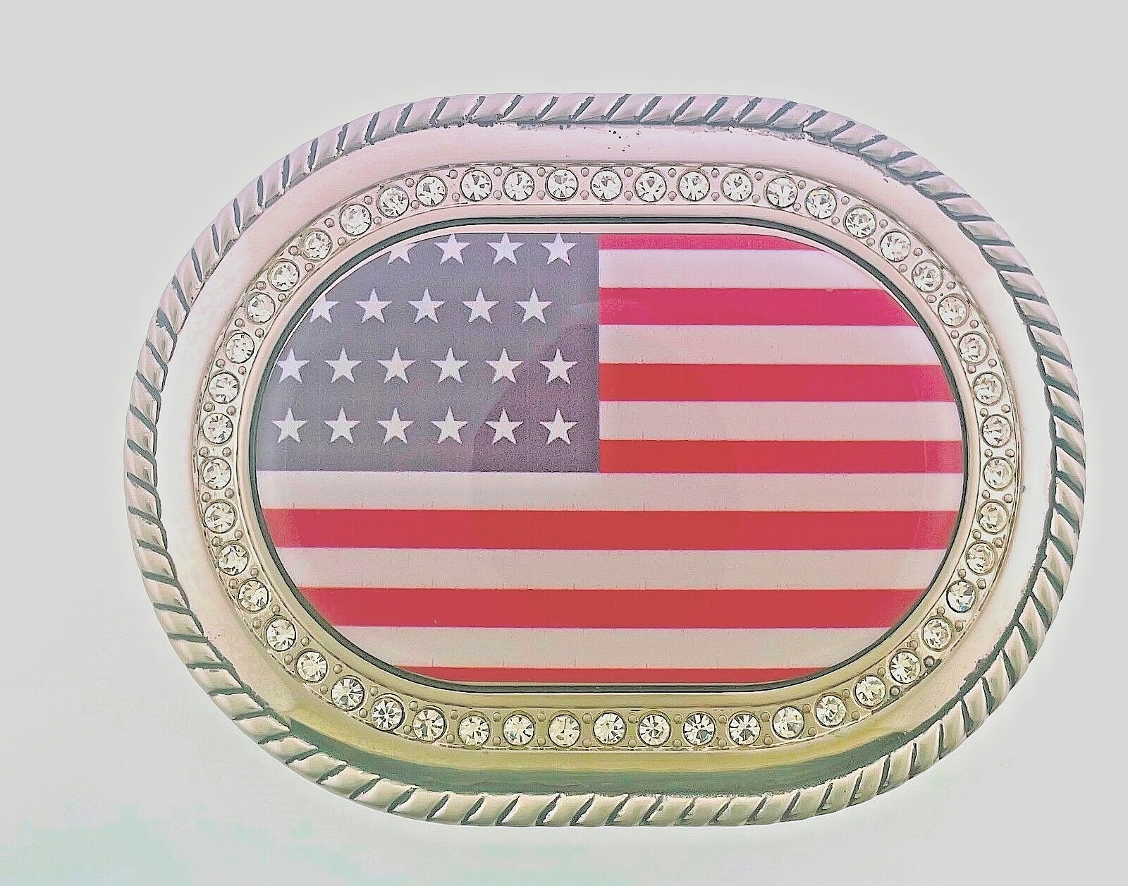 US Flag Belt Buckle American Men Women Happy 4th Gift Western Silver Rodeo Style