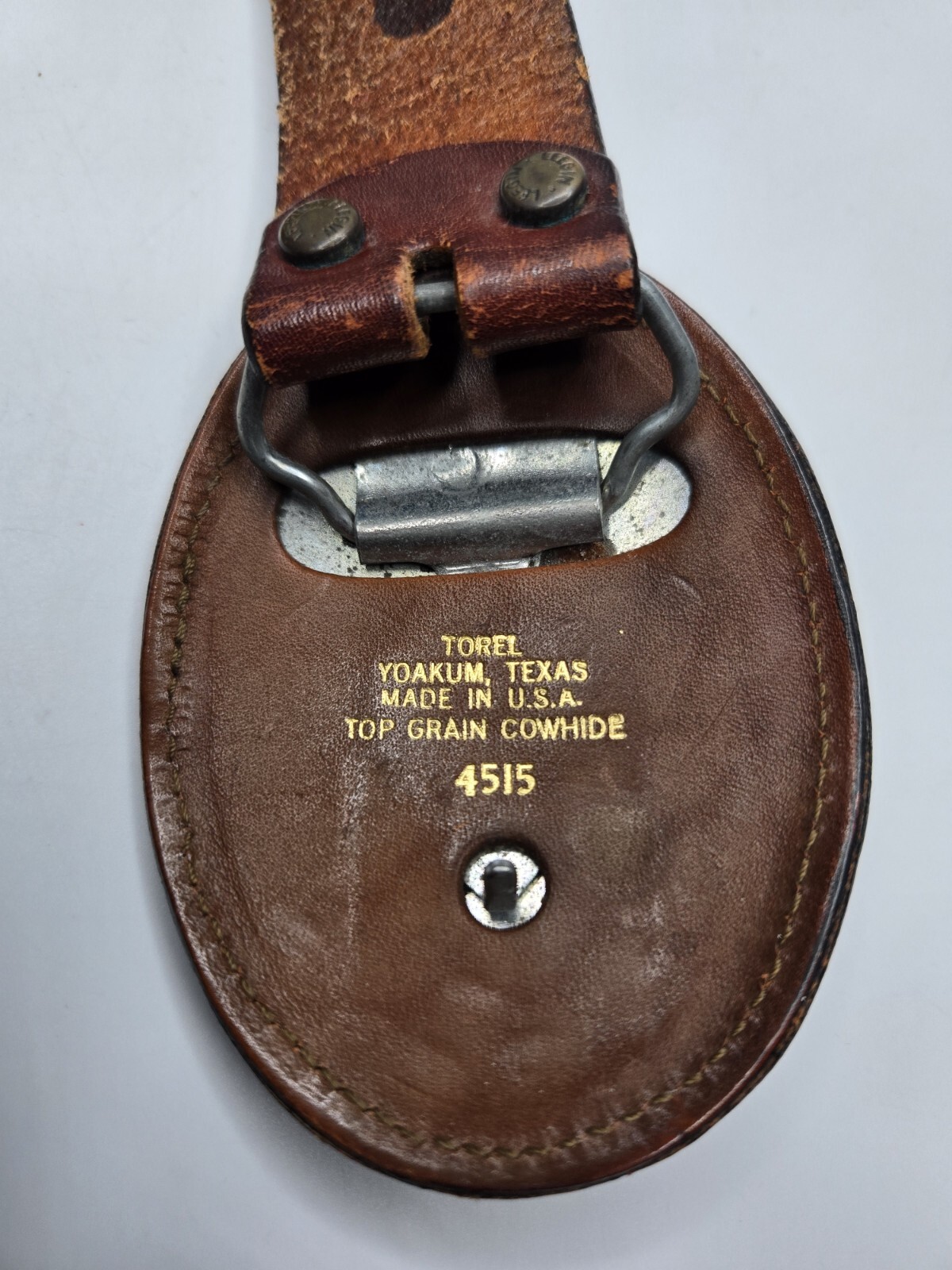 Vtg USA Embroidered Eagle Texas Cowhide Buckle/Leegin Tooled Leather Belt 36