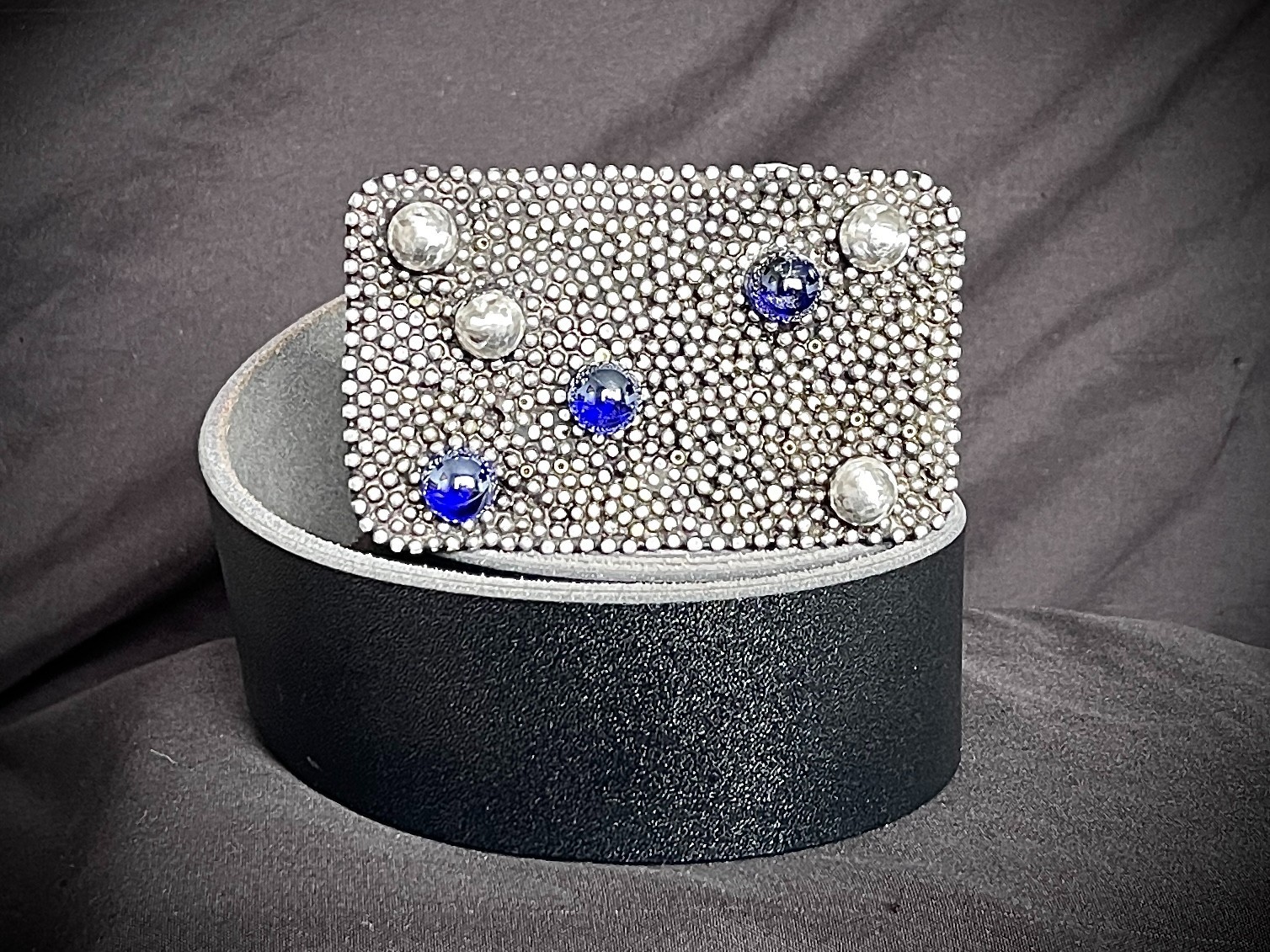 “Galaxy” Industrial Gothic Blue Stone Belt Buckle OOAK Darren McNeese