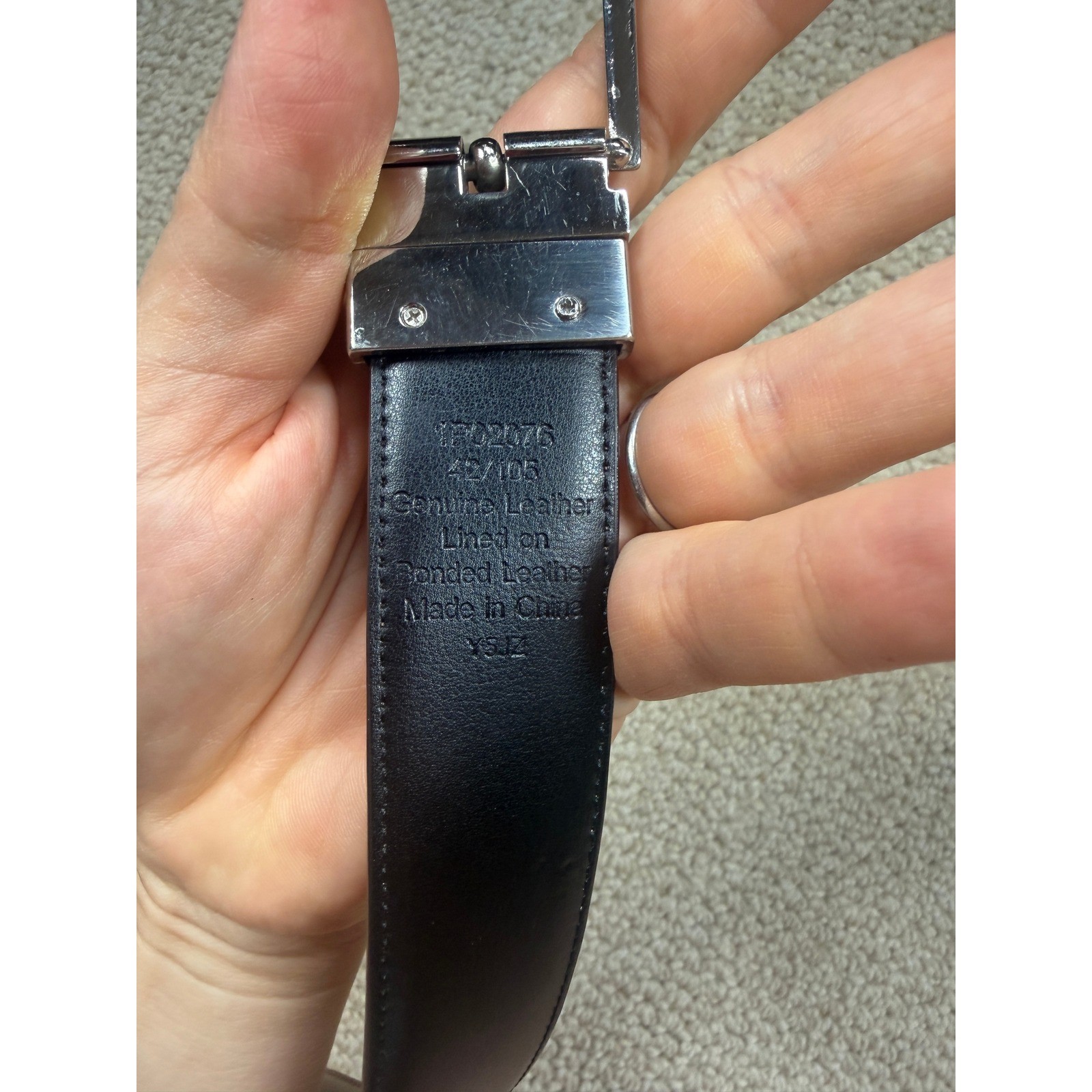 Perry Ellis Reversible Leather Belt Brown Black Silver Buckle Mens 42