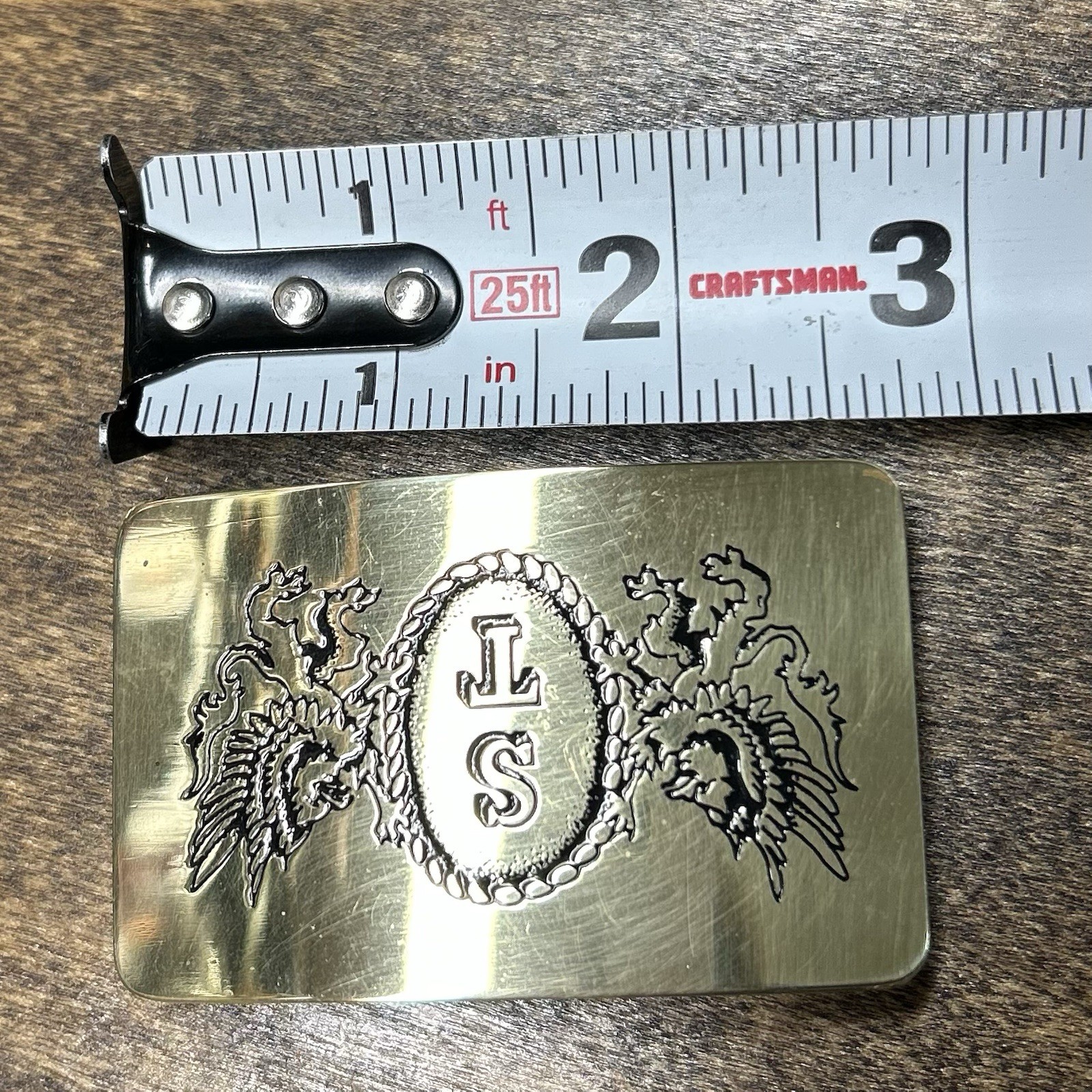 Dragon Brass Belt Buckle Western Cowboy With Initials ST Engraved