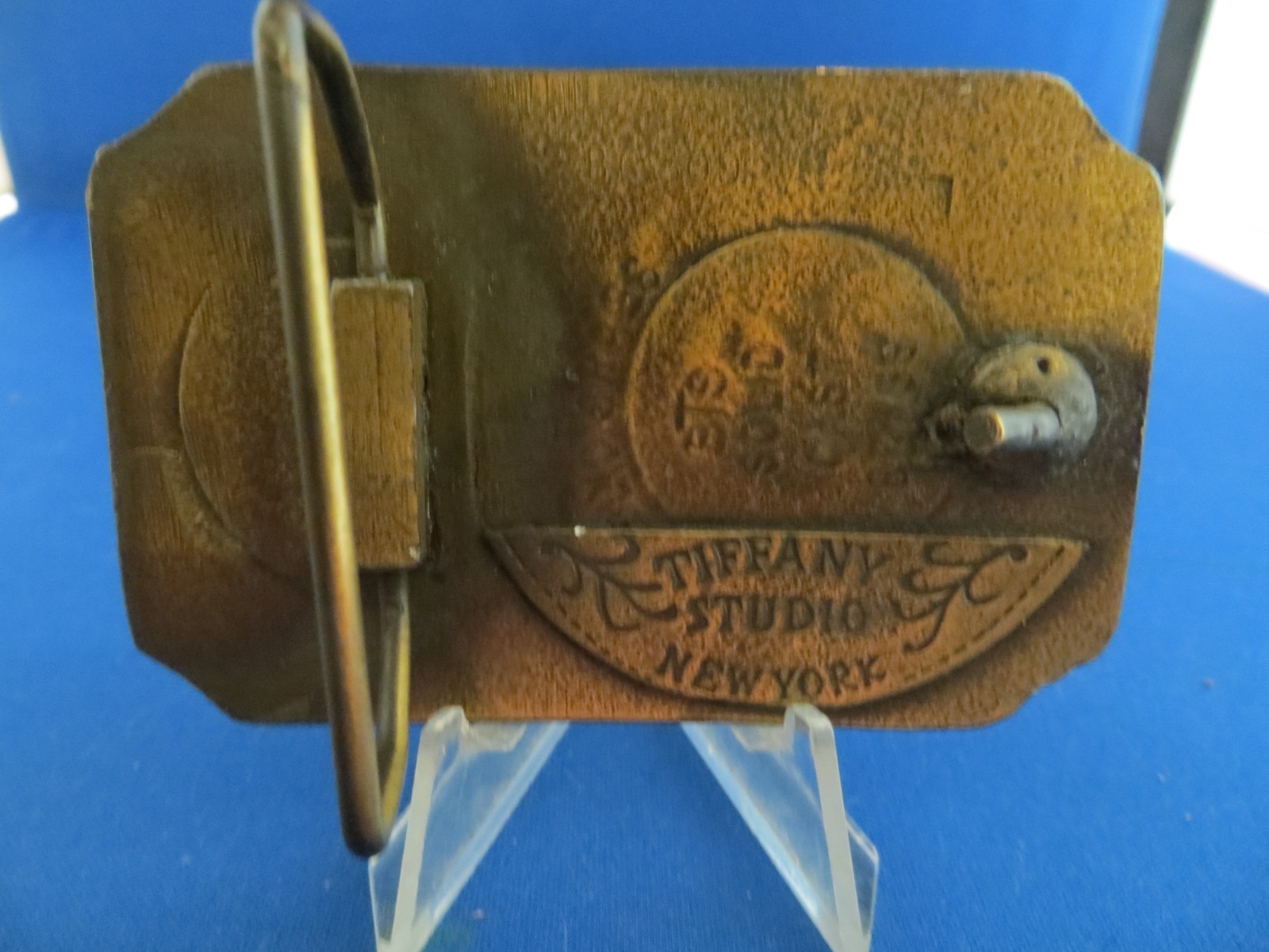 Vintage Reproduction Brass Tiffany Studio Steam Train Locomotive Belt Buckle