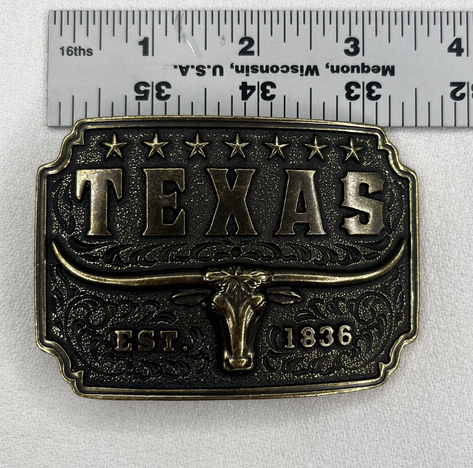 Cowboy Texas Long Horn Brown Metal Belt Buckle