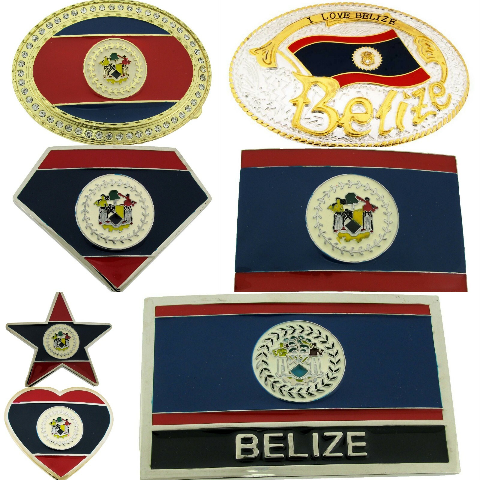 12 Pcs Belt Buckles Wholesale Lot Belize Central American Flag City Map Western