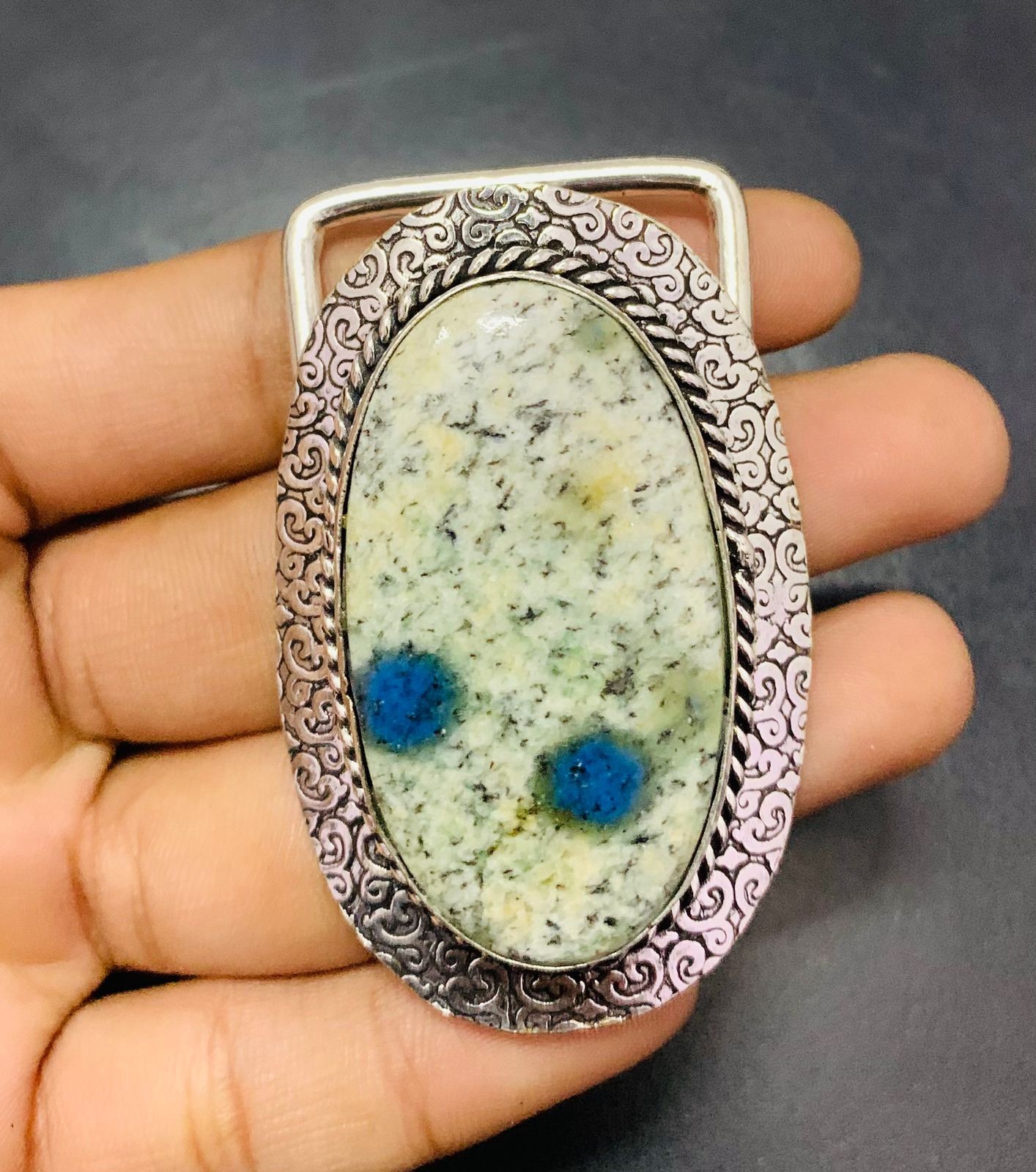 K2 Azurite Gemstone 925 Sterling Silver Handmade Belt Buckles Vintage Gift For