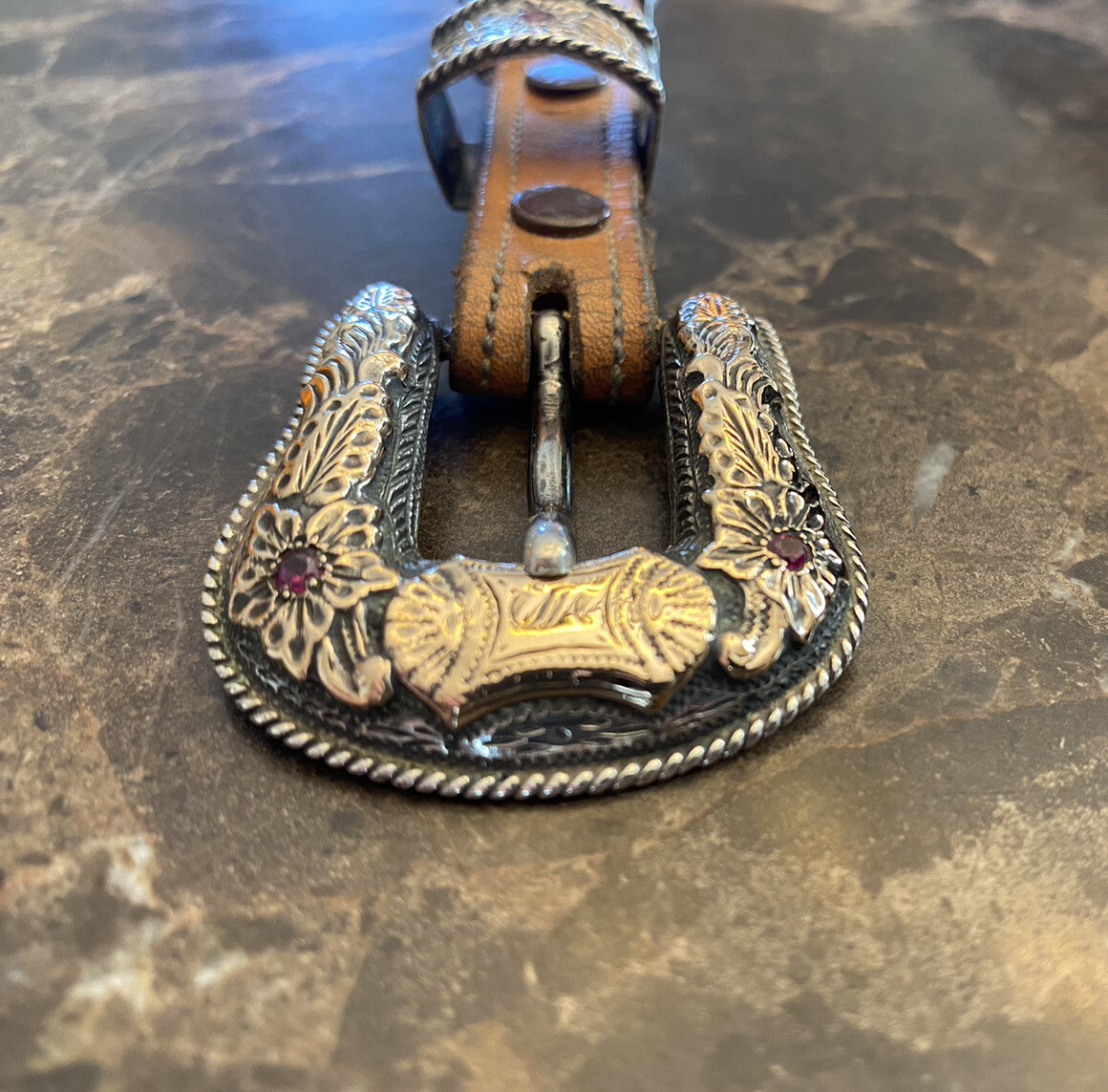Hollands San Angelo .925 sterling 14k belt buckle set #205 ✅