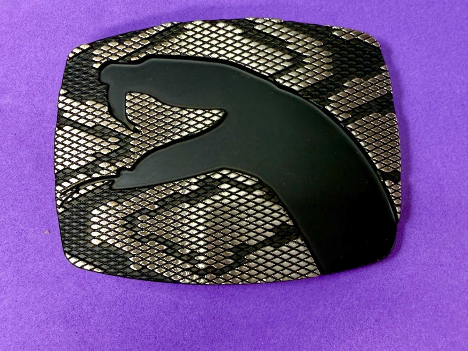 Snake Head On Snake Skin Pattern Chrome Brand Vintage Belt Buckle