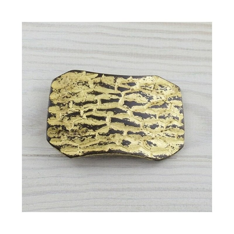 Vintage Yellow Textured Belt Buckle – Rustic Metal Buckle