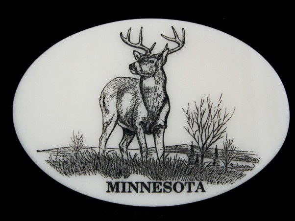 NF09150 *NOS* REALLY NICE **MINNESOTA (DEER)** WHITE MARBLE STONE ART BUCKLE