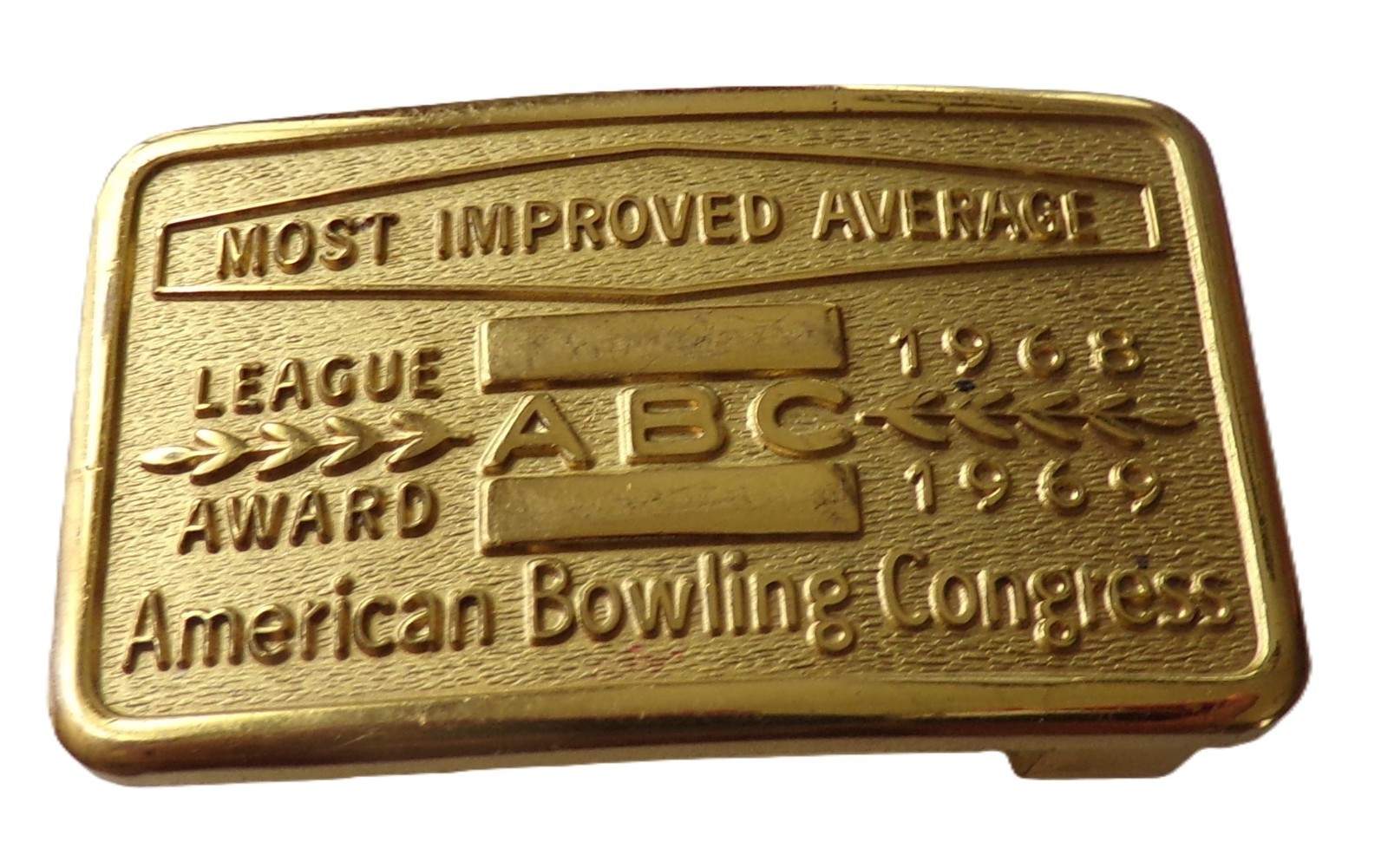 Belt Buckle, American Bowling Congress, Most Improved Average, 1968/69