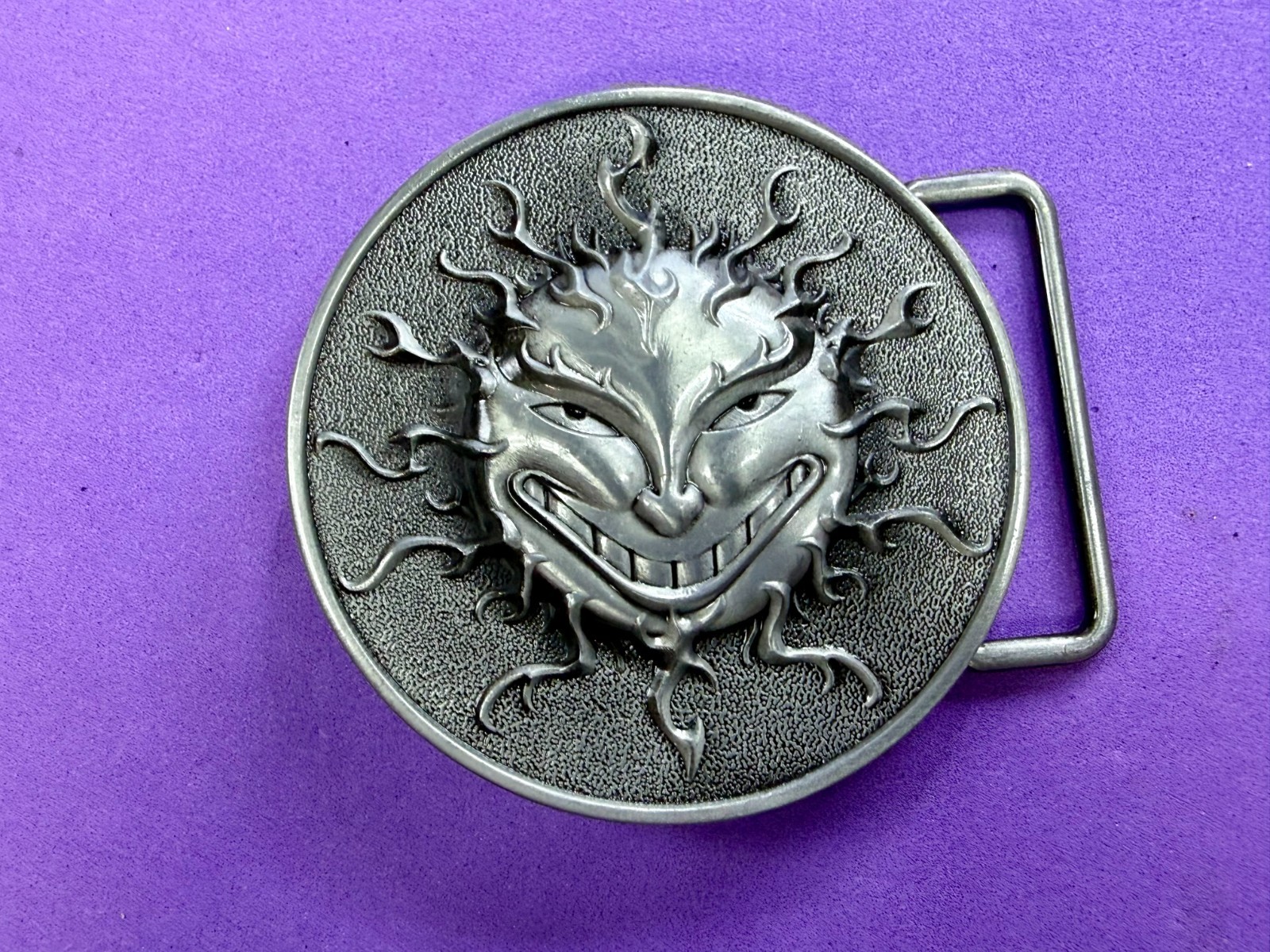 Flaming Sun Solar Flare Grinning Creepy Smile Novelty Belt Buckle by Buckle Rage
