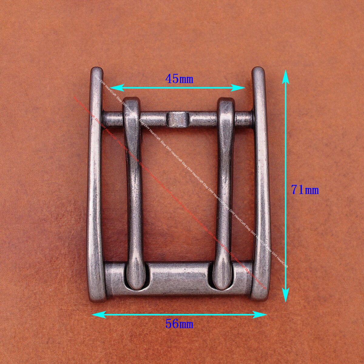 Heavy Antique Silver Double Pin Prong Leathercraft Belt Buckle Fits 45mm Strap