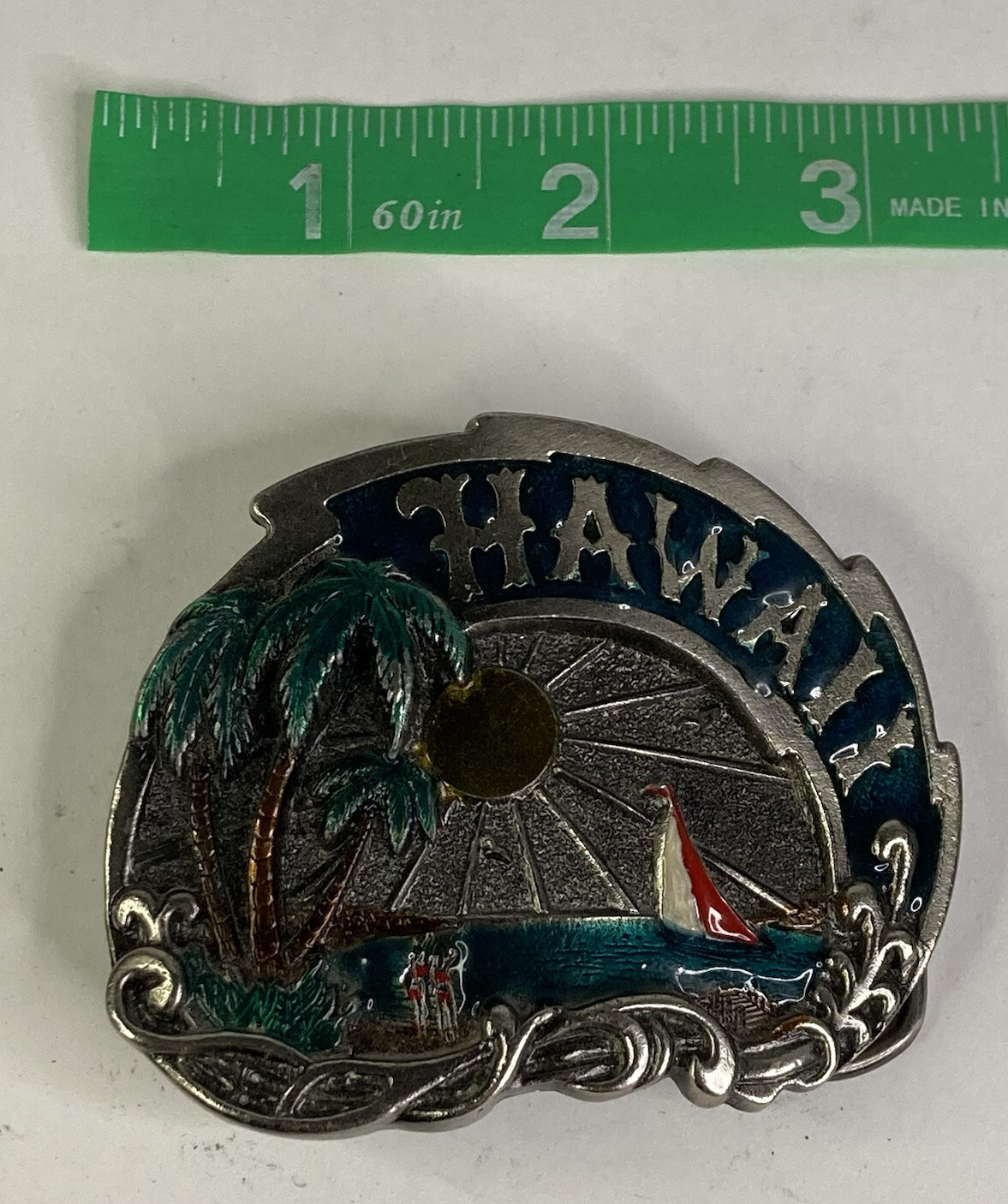 Vintage 1981 Great American Belt Co. “Hawaii #149” 3D Multi-Color Belt Buckle