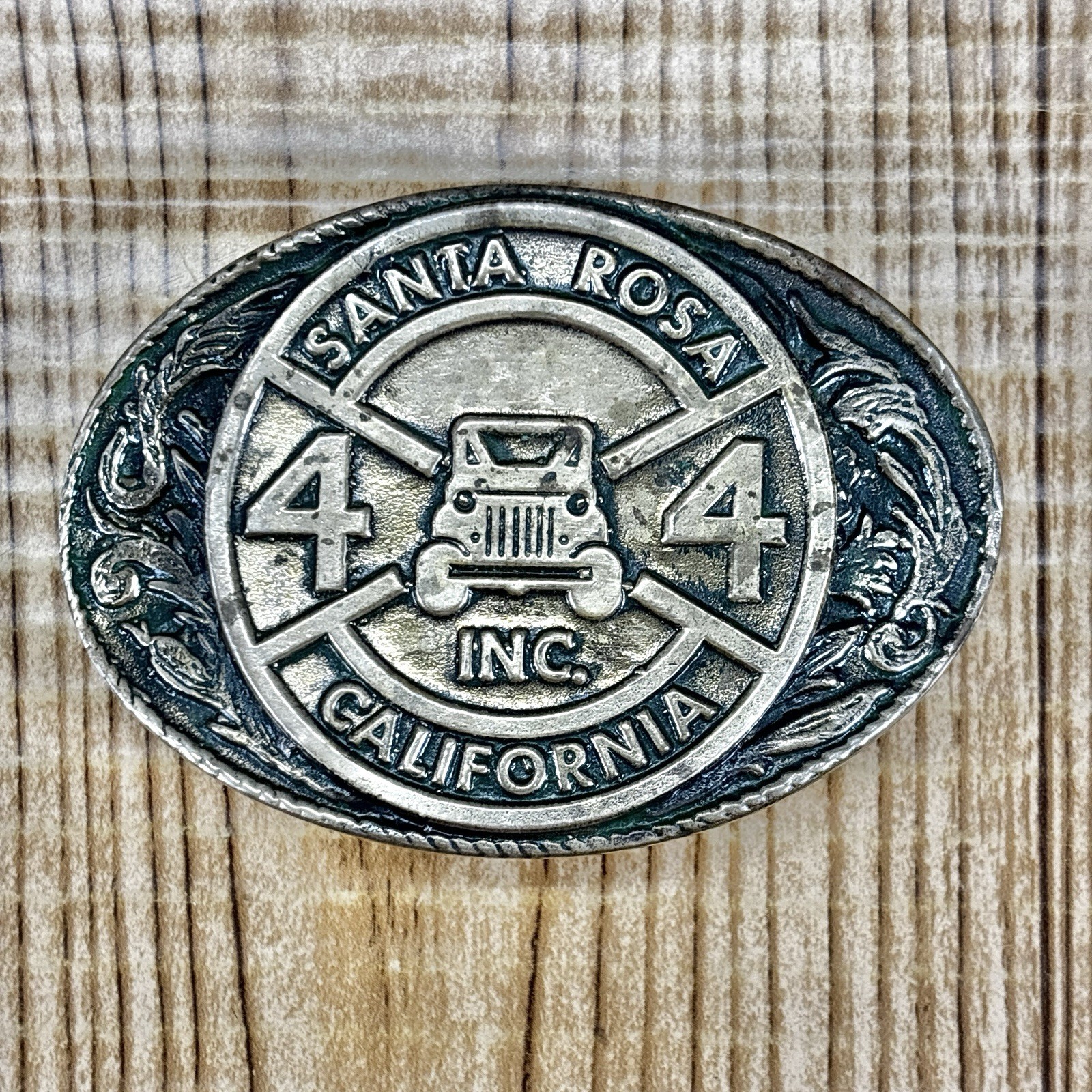 Vintage 1.5&Prime; JEEP Solid Bronze 4×4 Inc Belt Buckle Brass Santa Rosa California