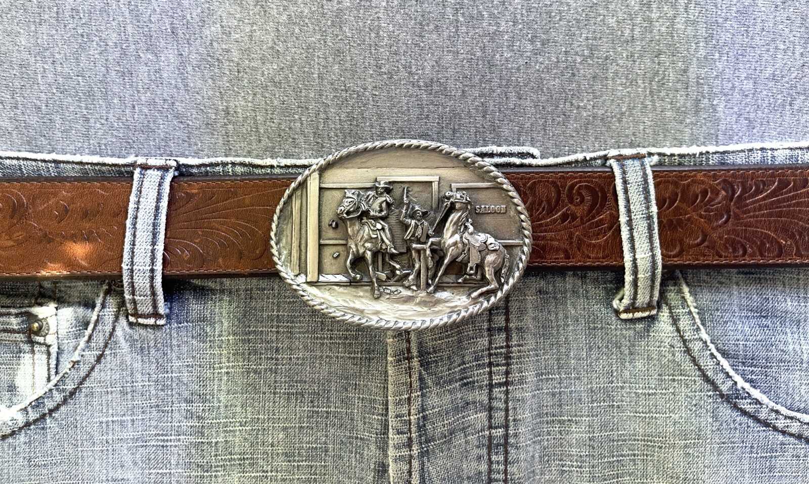 1983 Western Cowboy Bergamot Brass Works, INC. Belt Buckle