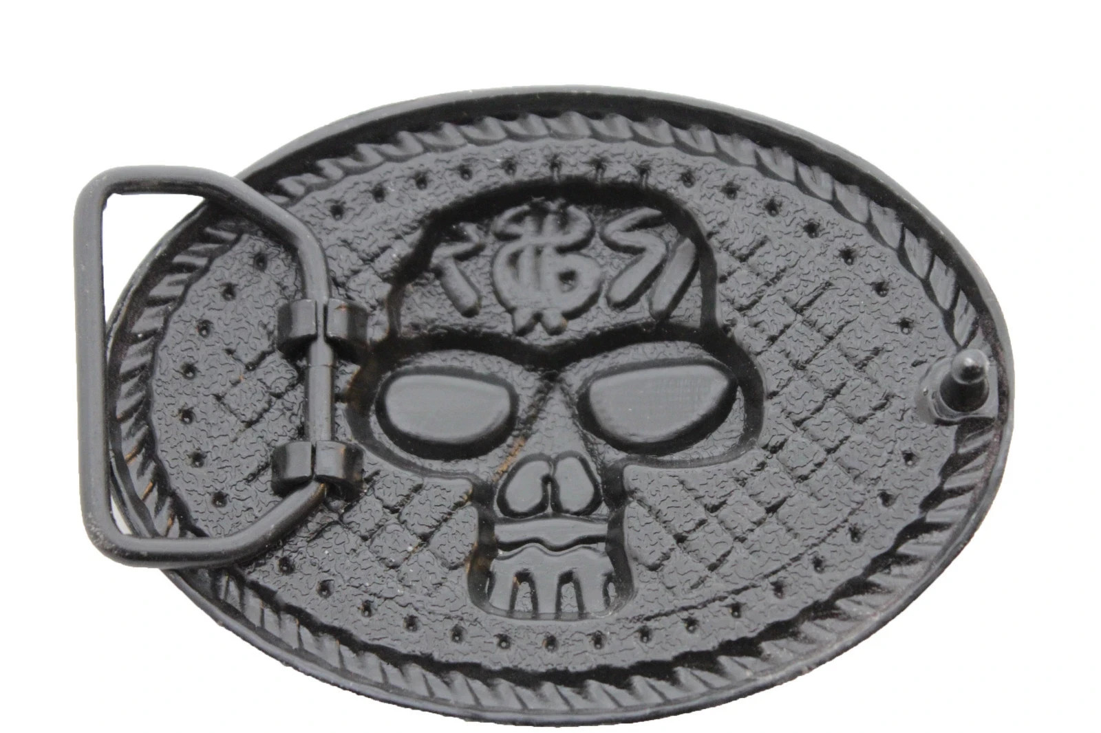 Men / Women Fashion Belt Buckle Silver Metal Skull Skeleton Oval Big Size Gothic