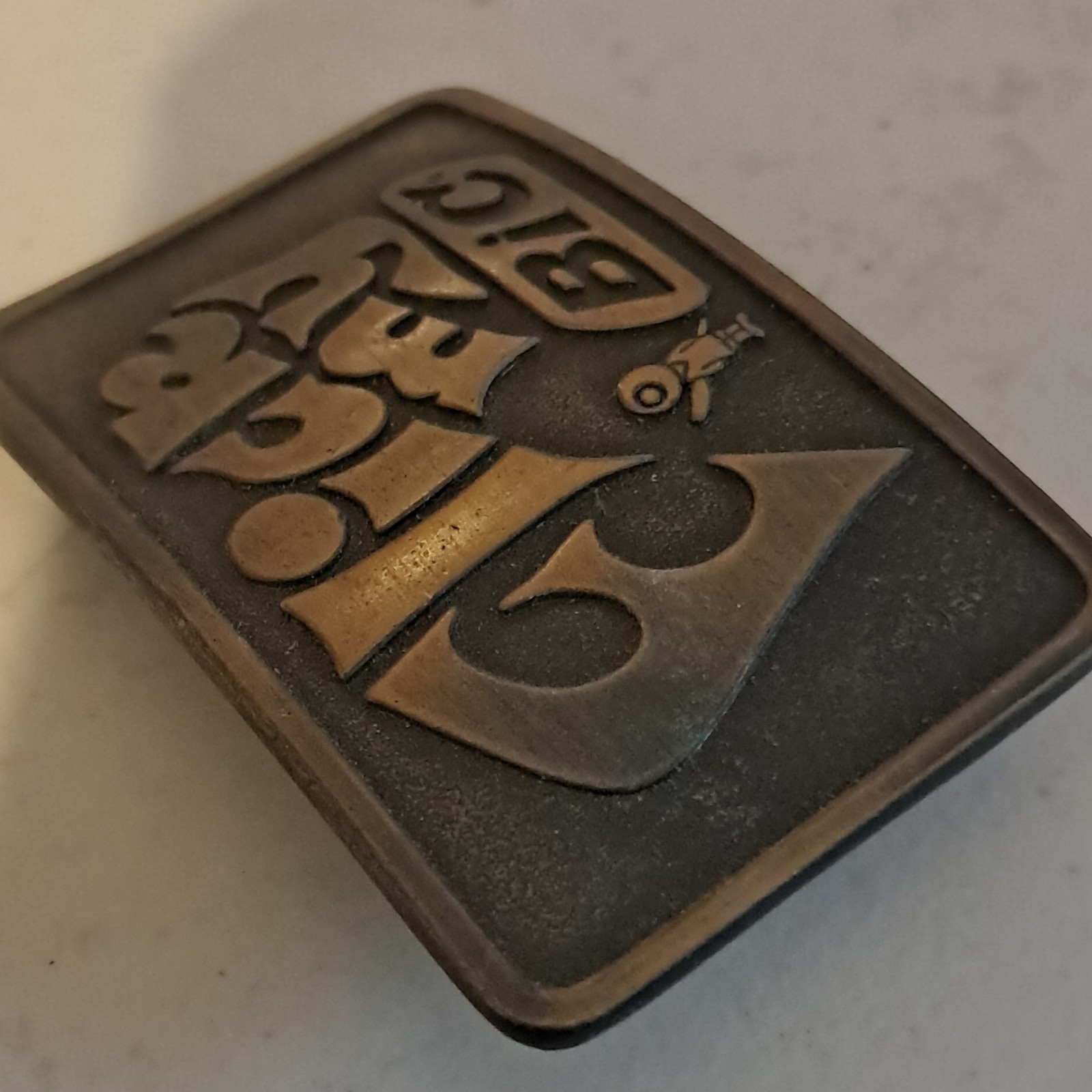 Bic Bronze Western Logo Belt Buckle Antique Finish Metal for Men 2&Prime; Solid