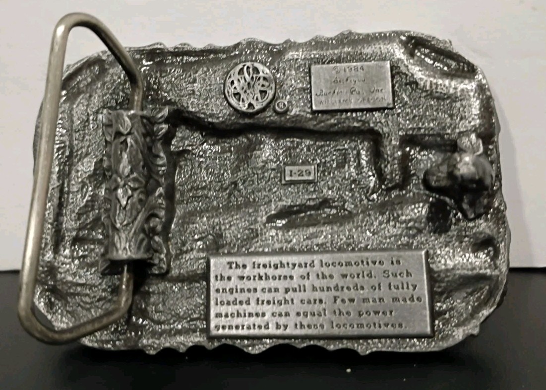 Vtg. belt buckle 1984 Siskiyou buckle freight yard locomotive Train Engine Mint!