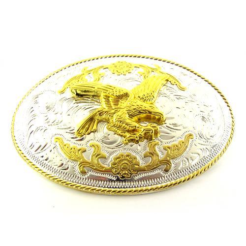 Western Cowboy Gold Eagle Motorcycle Biker Oval Metal Men Fashion Belt Buckle
