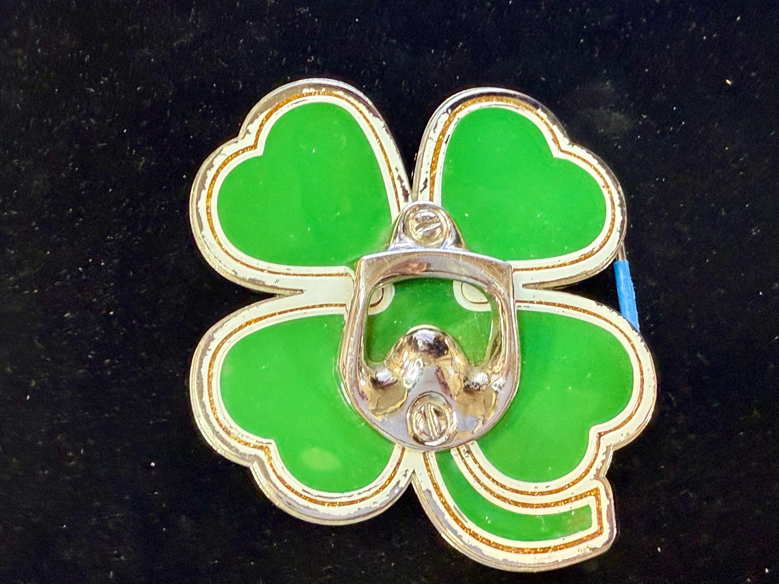 Lucky Four Leaf Clover Shamrock Green Silver Novelty Bottle Opener & Belt Buckle