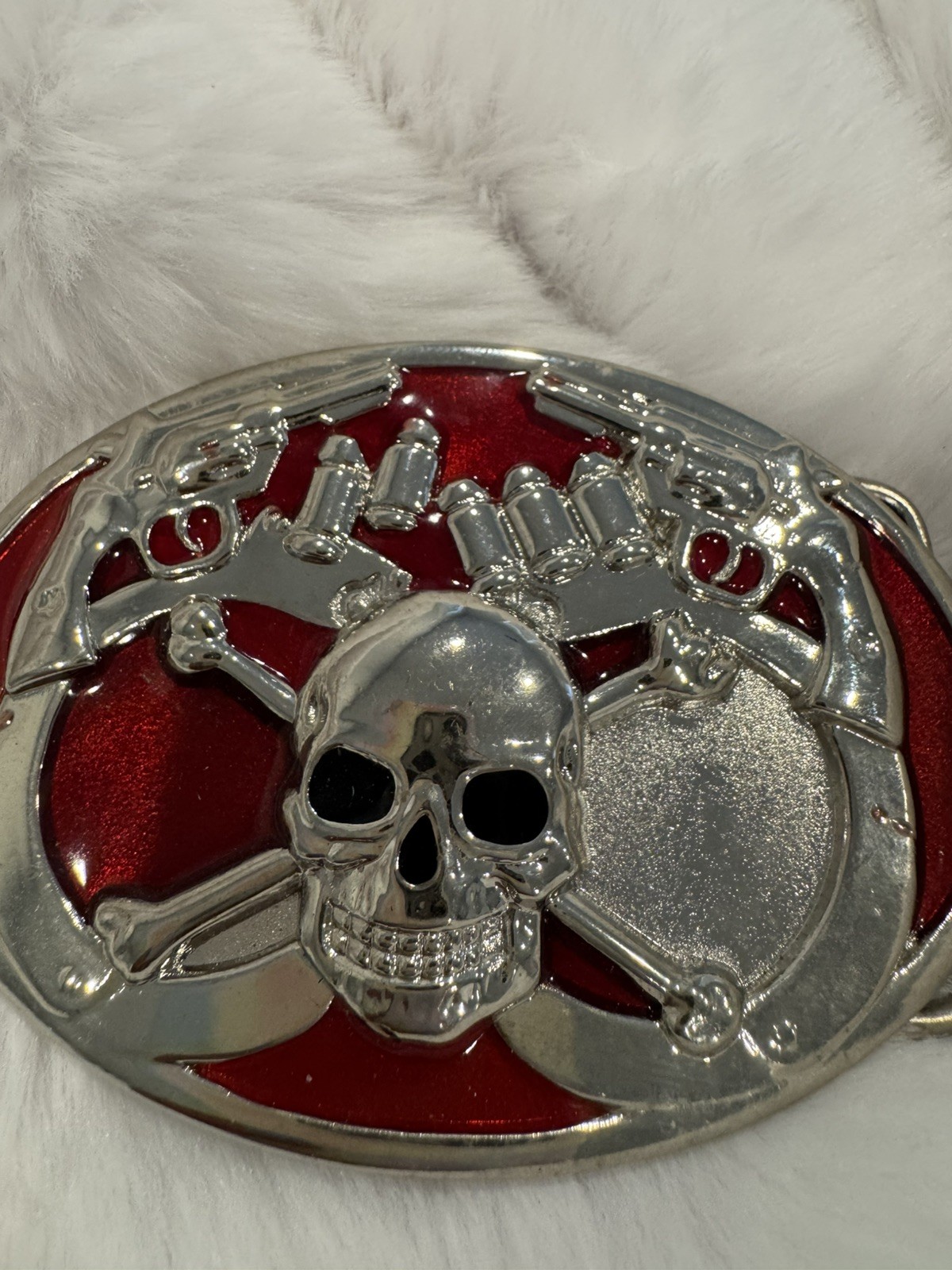 New Belt Buckle Scull Head Put Up Your Guns Rocker Emo New