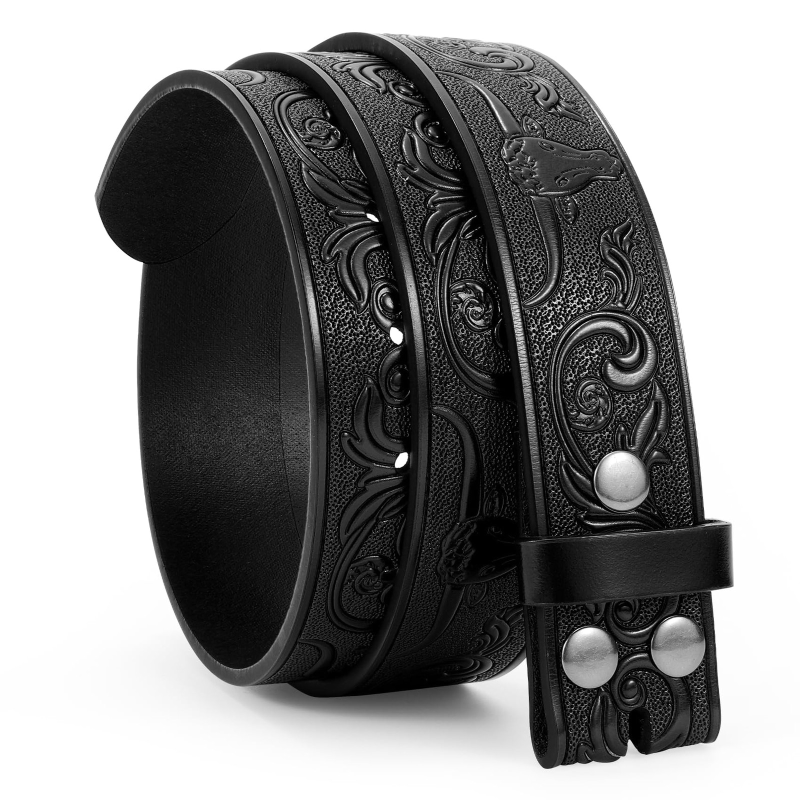 WERFORU Western Leather Belt Strap for Men Women Fit Size 33&Prime;-37&Prime;, A-black
