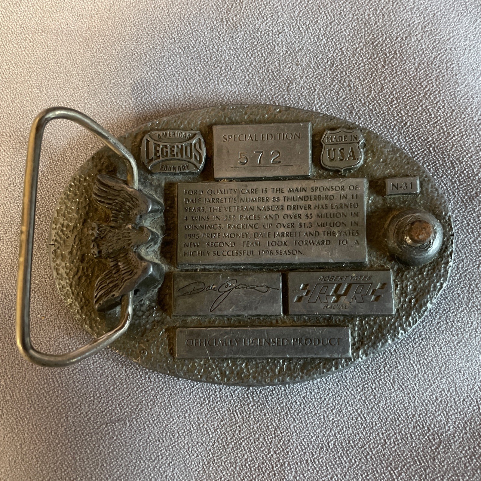 Dale Jarrett #88 3 Inch Oval Belt Buckle Ford Limited Edition #572