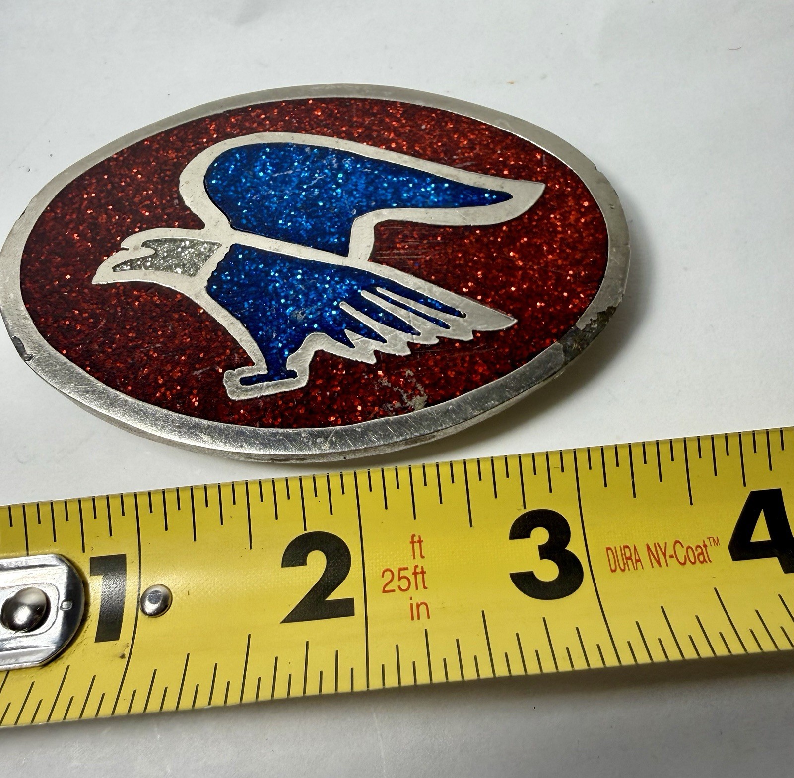 Men’s Eagle Theme Vintage Belt Buckle Red And Blue Silver