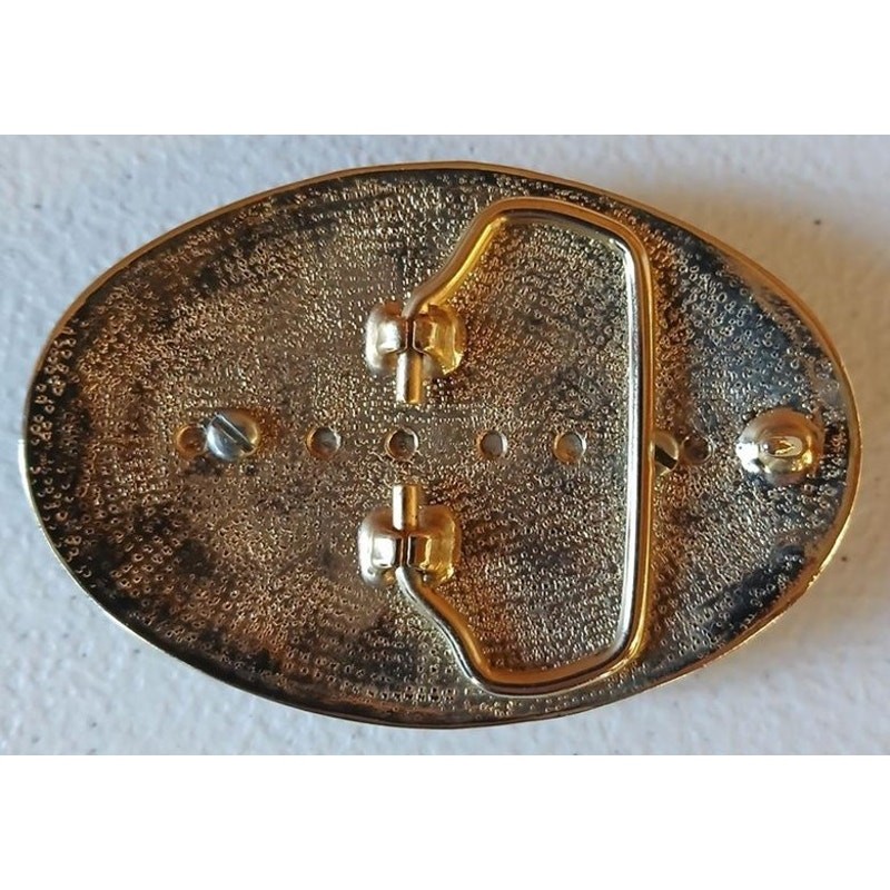 Vintage Brass Horse Head Belt Buckle with Porcelain Cameo 3.25&Prime; Western